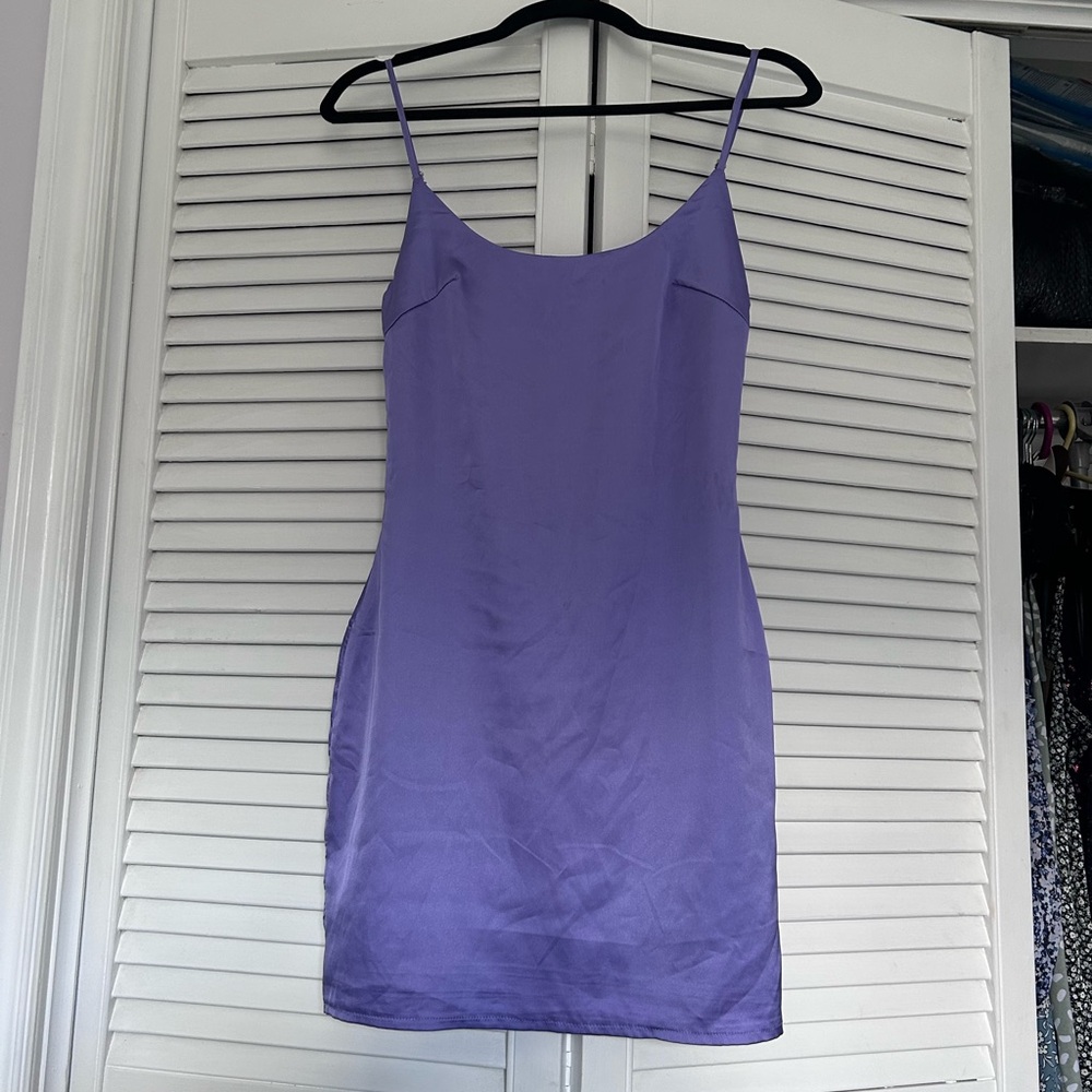 Purple Satin Bodycon Mini Dress